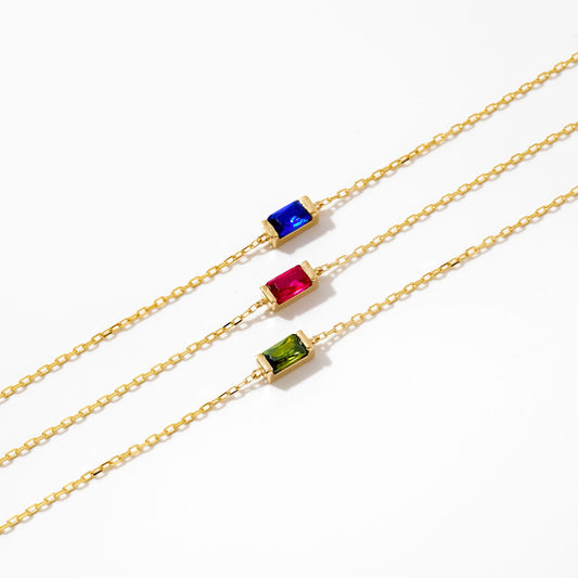 Baguette birthstone bracelet in 585 solid gold