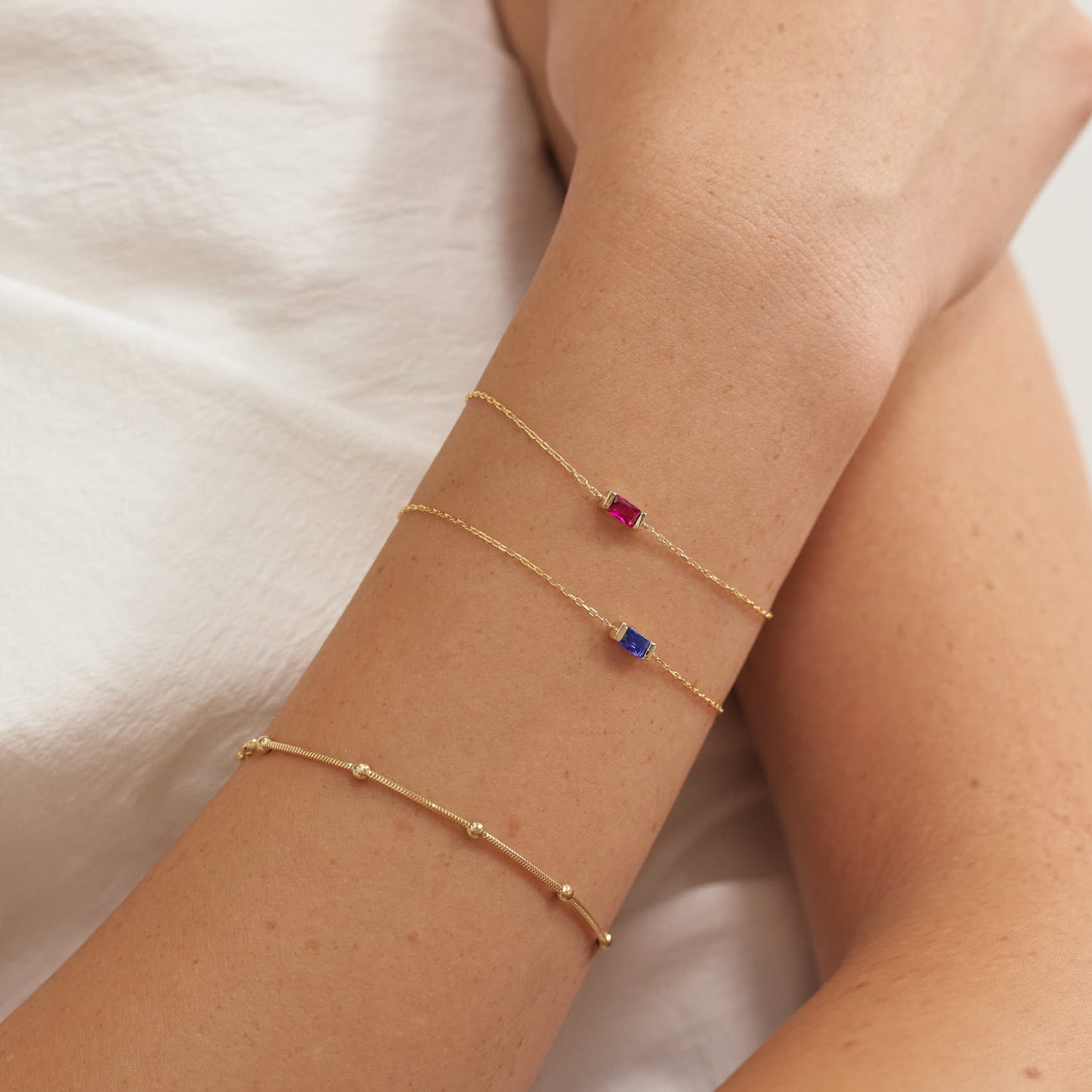 Baguette Geburtsstein Armband
