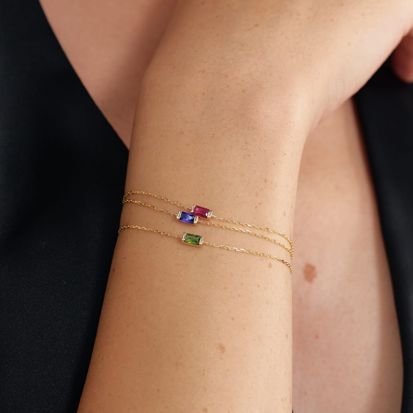 Baguette Geburtsstein Armband