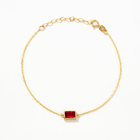 Baguette birthstone bracelet in 585 solid gold