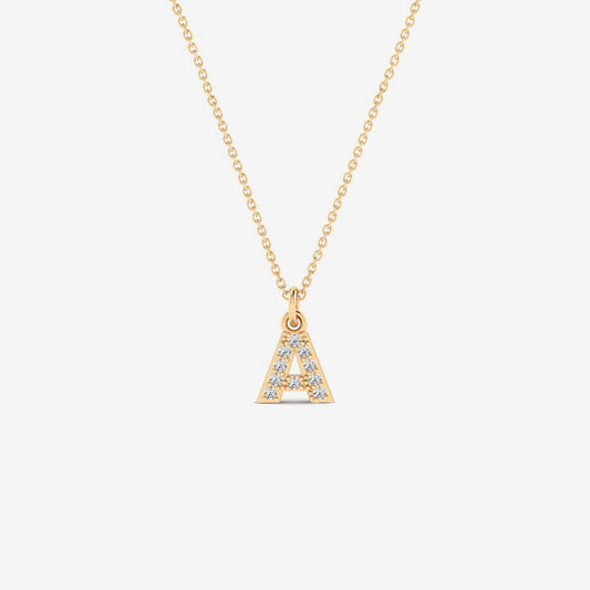 Individual Diamond Pave Initial Necklace in 14K Gold