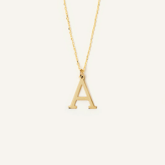 Personalized dainty initial pendant necklace in 14k gold