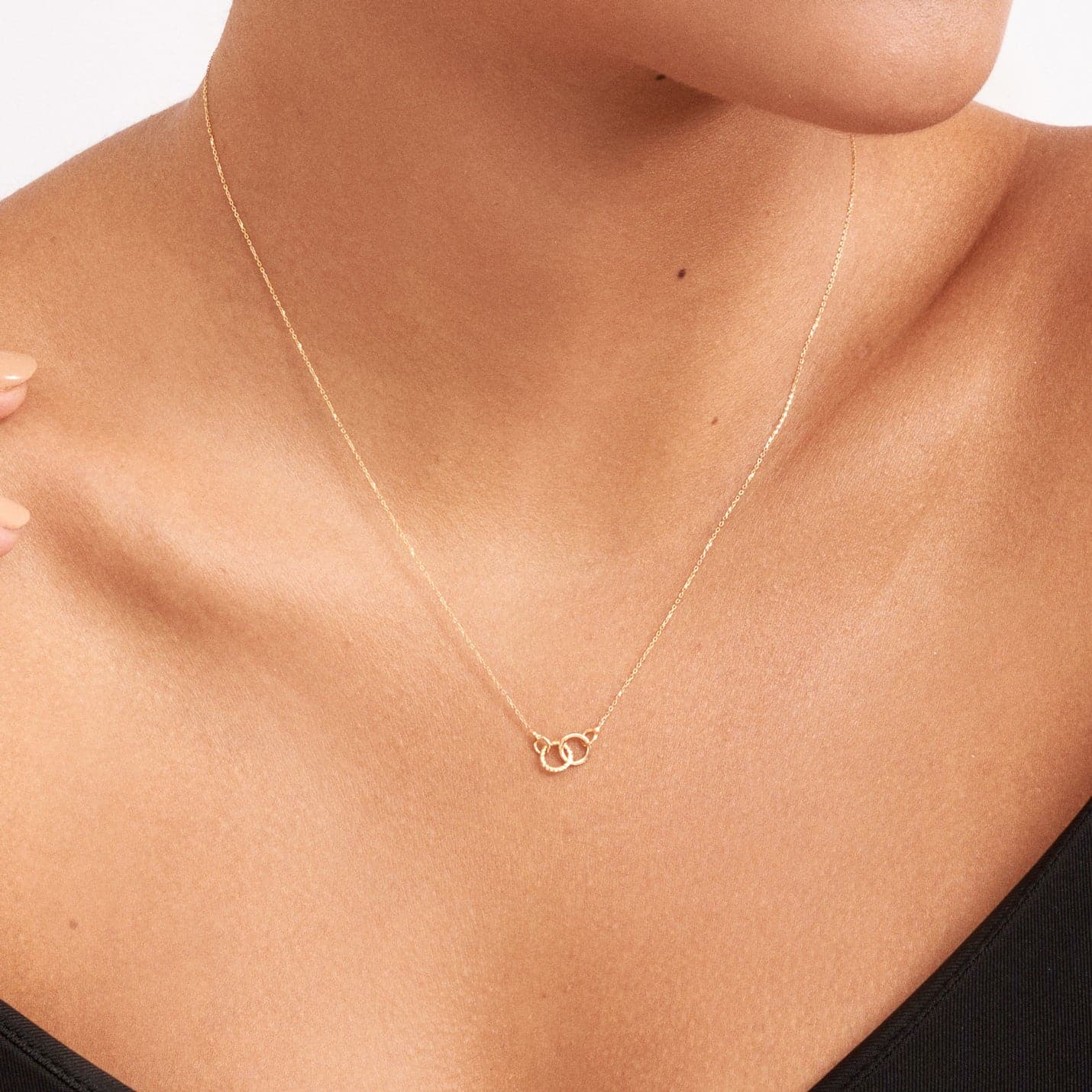 Collier 2 anneaux en or massif 585
