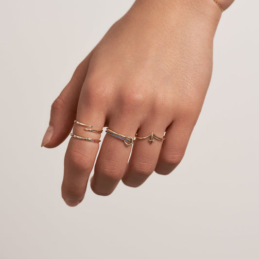 Bague croix et wishbone en or massif 585