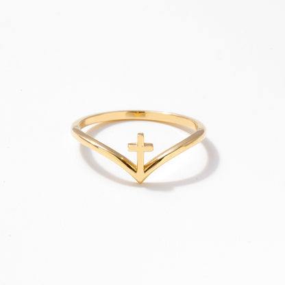 Cross and Wishbone Ring