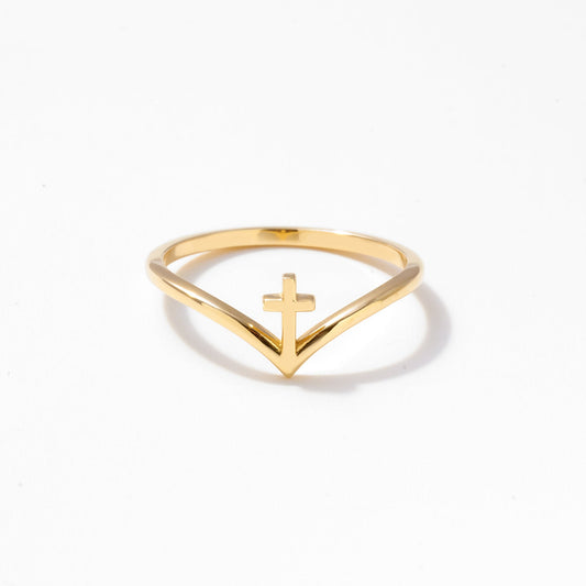 Cross and Wishbone Ring