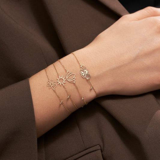 Daisy Flower Armband mit Diamant