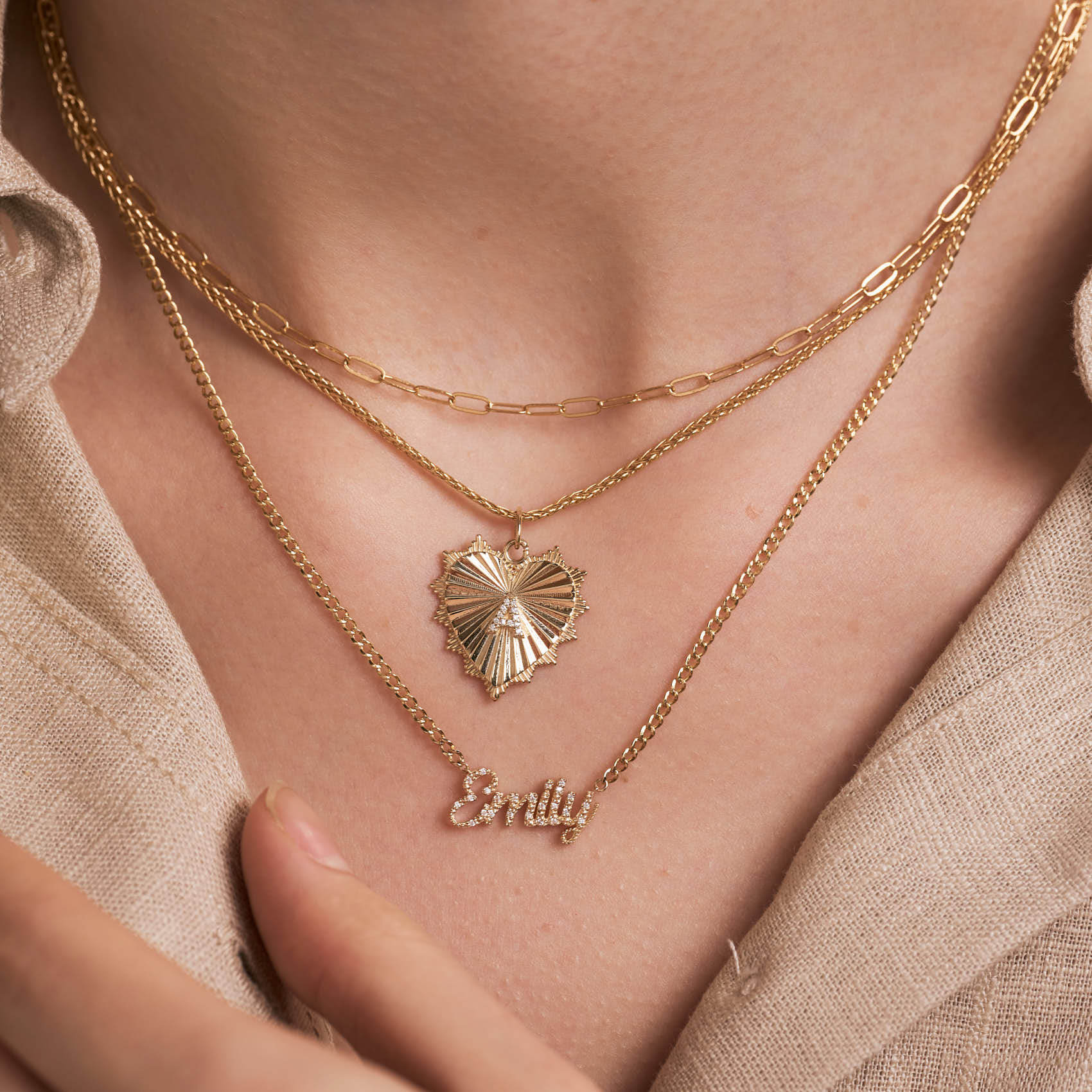 Herz Medaillon Diamant Buchstabe Charm
