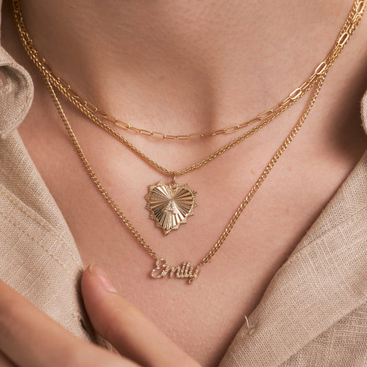 Herz Medaillon Diamant Buchstabe Charm