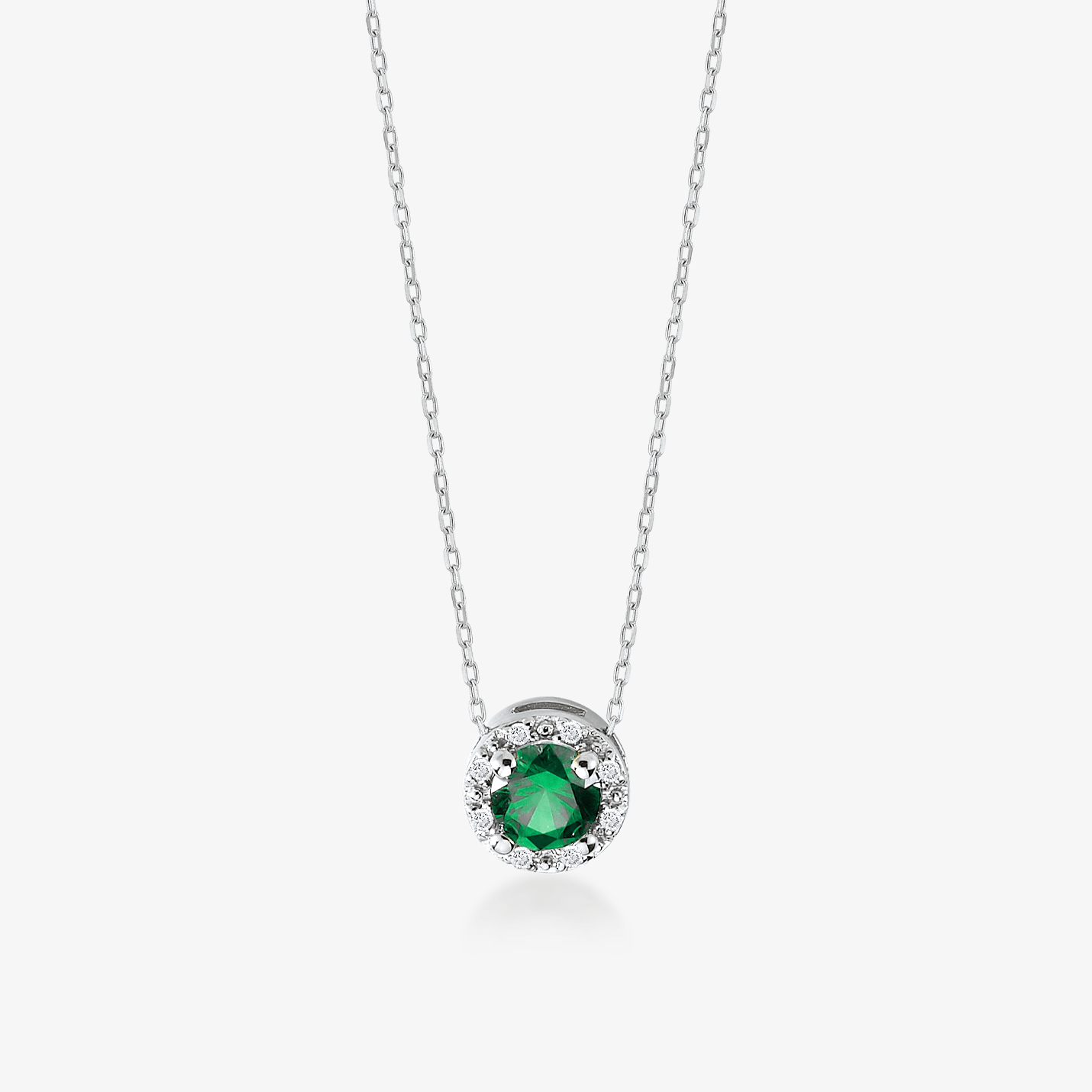 Diamant-Smaragd-Halo-Halskette