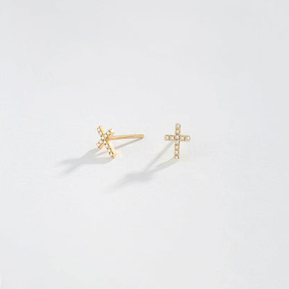 Ohrstecker mit Kreuz und Diamanten