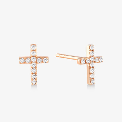Ohrstecker mit Kreuz und Diamanten