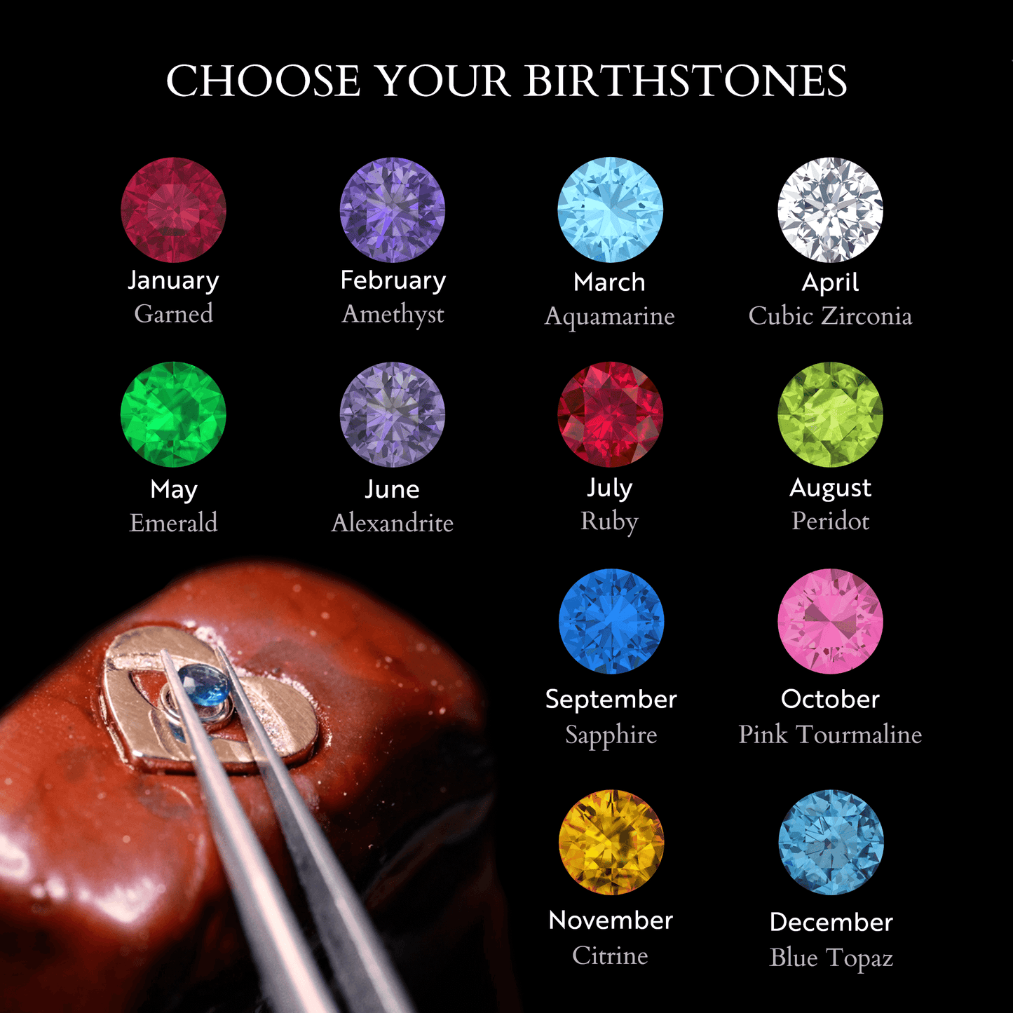 Solitaire birthstone bracelet in 585 solid gold