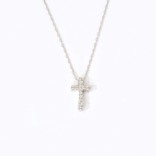 Diamant Pavé Kreuz Anhänger Halskette