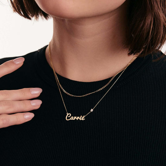 Diamant Namenskette mit Blume