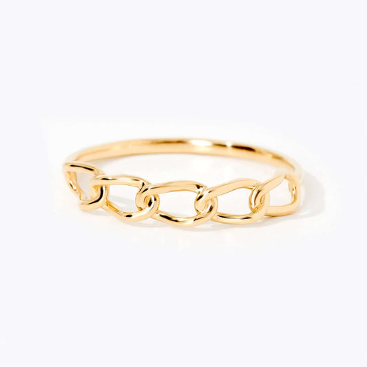 Bague chaîne gourmette en or massif 585