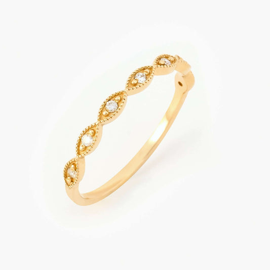 Diamond Art Deco Half Eternity Ring in 585 Solid Gold