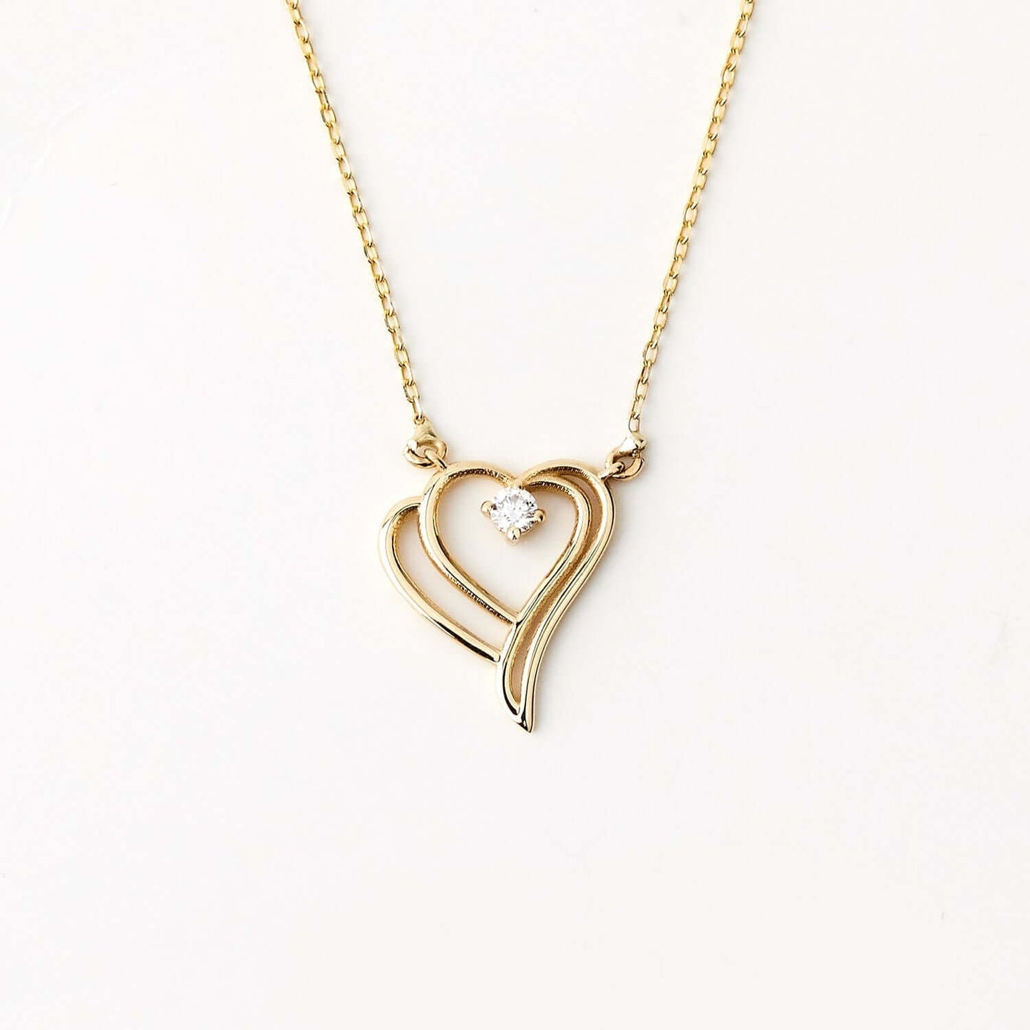 Diamant Doppelherz Halskette