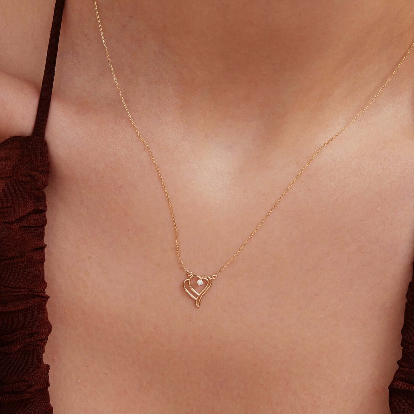 Diamant Doppelherz Halskette