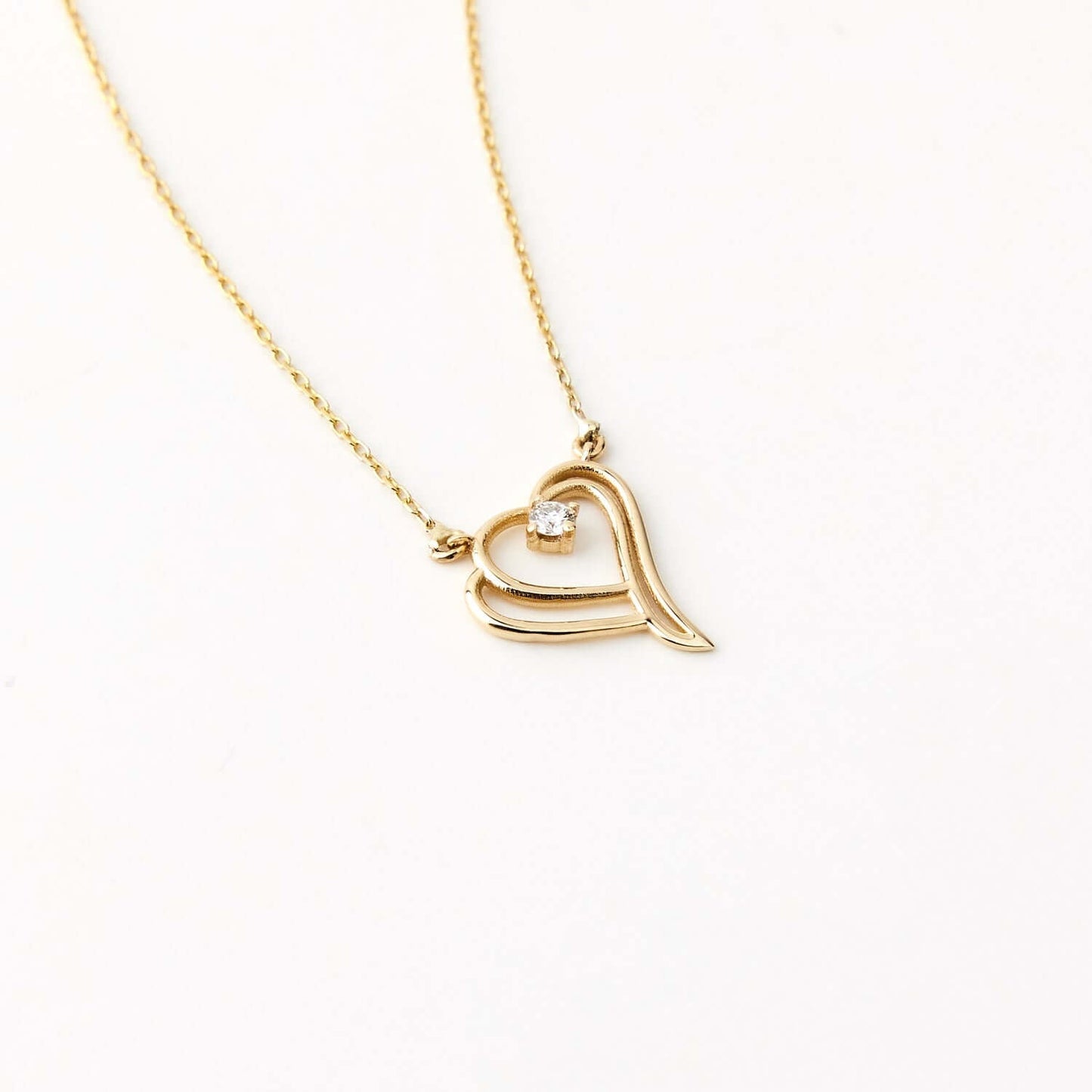Diamant Doppelherz Halskette