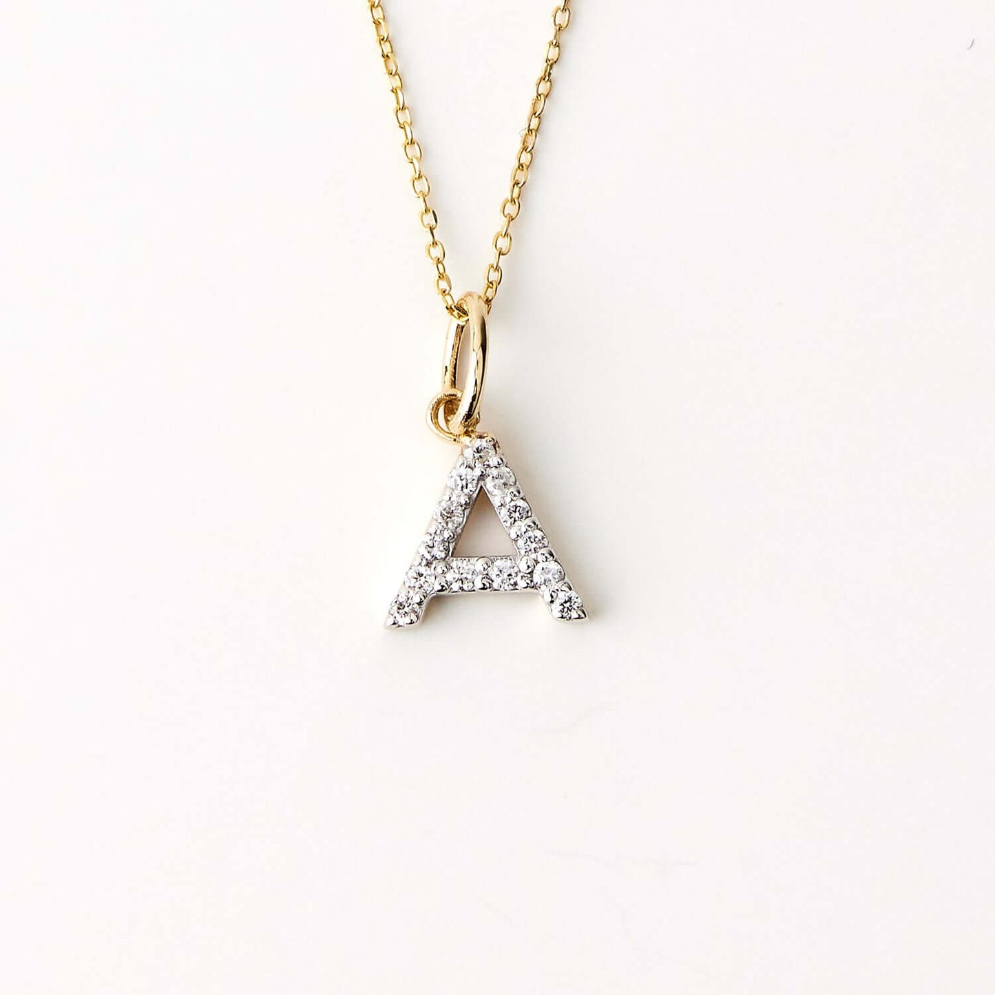 Diamond initial pendant in 585 solid gold | Diamond letter pendant (A to Z, all letters)