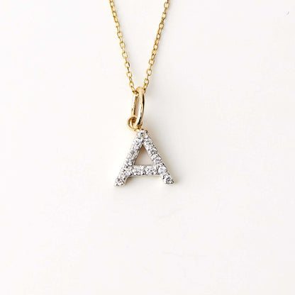 Diamond initial pendant in 585 solid gold | Diamond letter pendant (A to Z, all letters)
