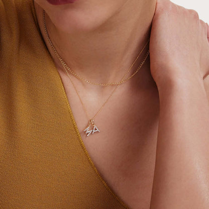 Diamond initial pendant in 585 solid gold | Diamond letter pendant (A to Z, all letters)