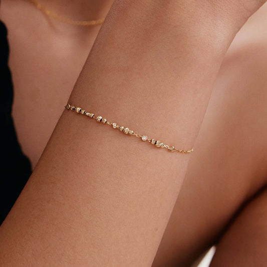 Diamant Perlen Station Armband