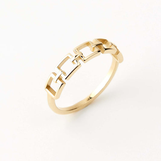 paper clip ring in 585 solid gold