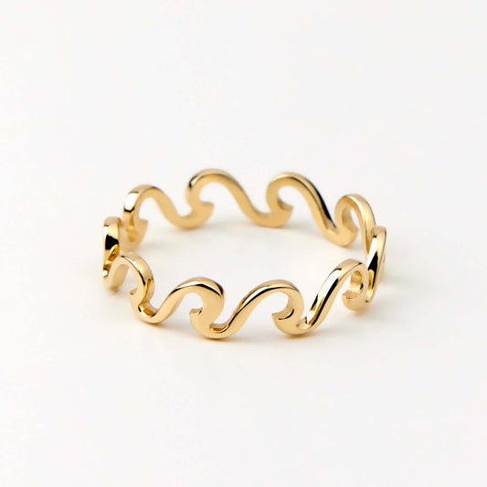 Wave Stacking Ring made of 585 solid gold