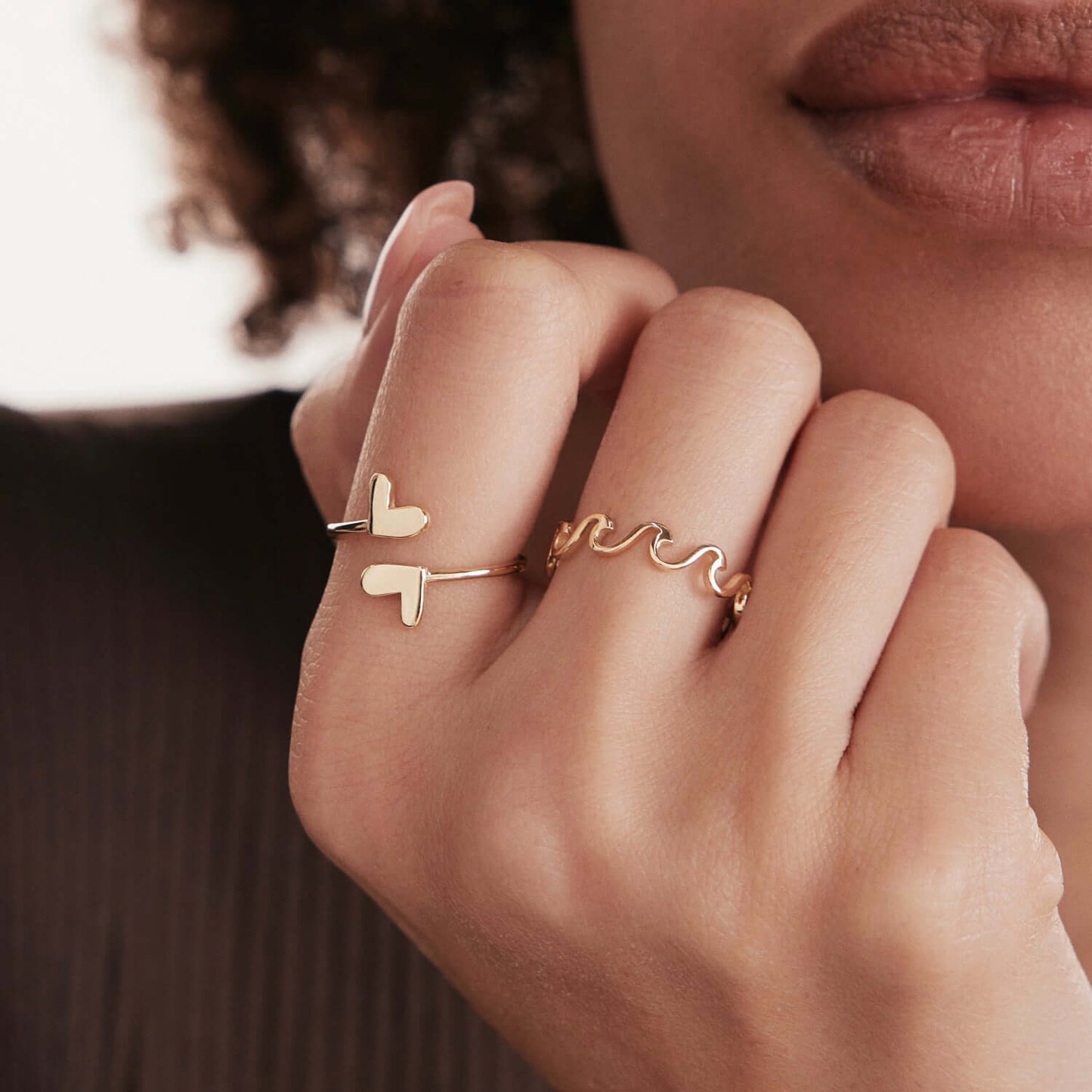Wave Stacking Ring made of 585 solid gold