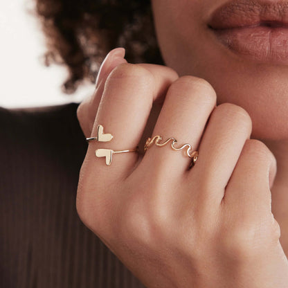 Wave Stacking Ring made of 585 solid gold