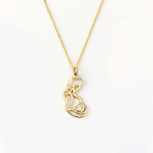 Diamond Pregnant Mother Necklace in 585 Solid Gold
