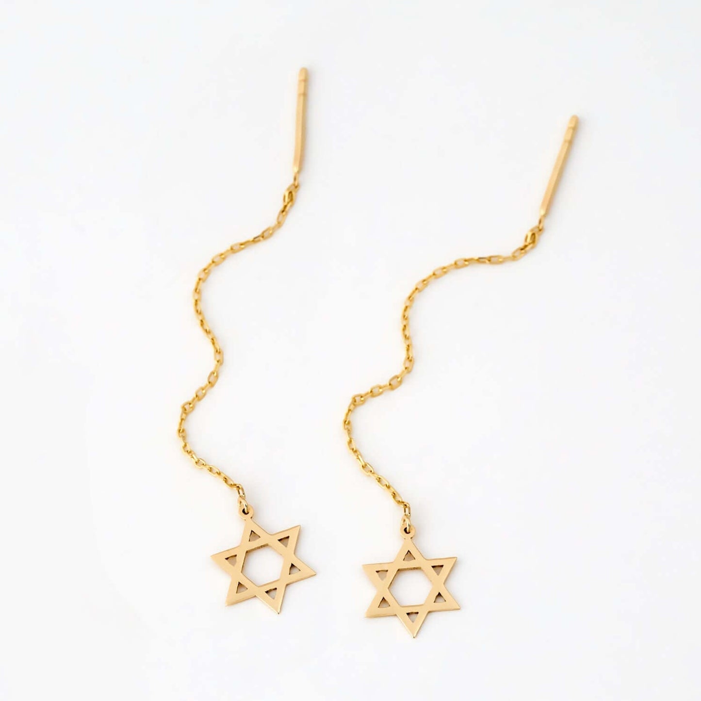 Star of David threading wire earrings in 585 solid gold