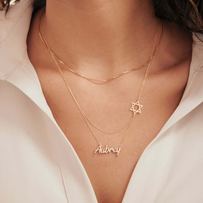 Reversed necklace with Star of David in 585 solid gold