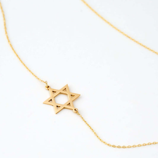 Reversed necklace with Star of David in 585 solid gold