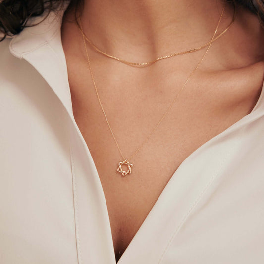 Infinity Star of David Necklace in 585 Solid Gold