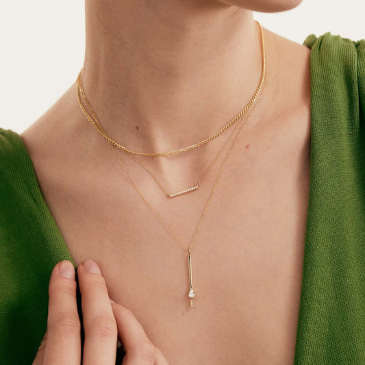 Pave Diamond Bar Halskette