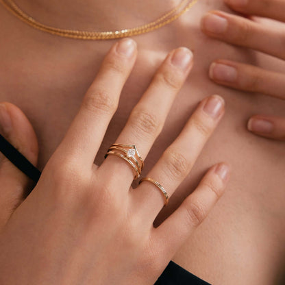 Bague empilage de diamants en or massif 585