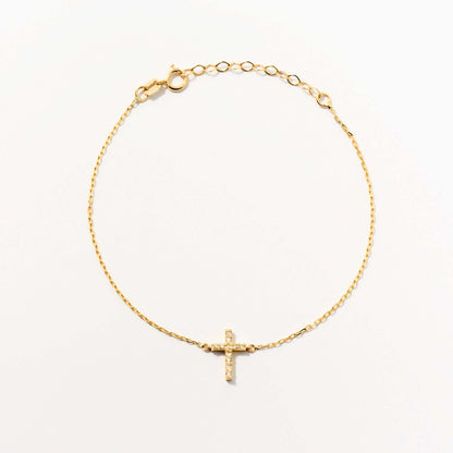 diamond cross bracelet in 585 solid gold