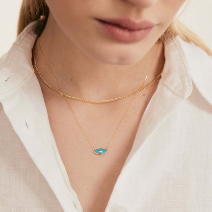 Diamant Emaille Böser Blick Halskette