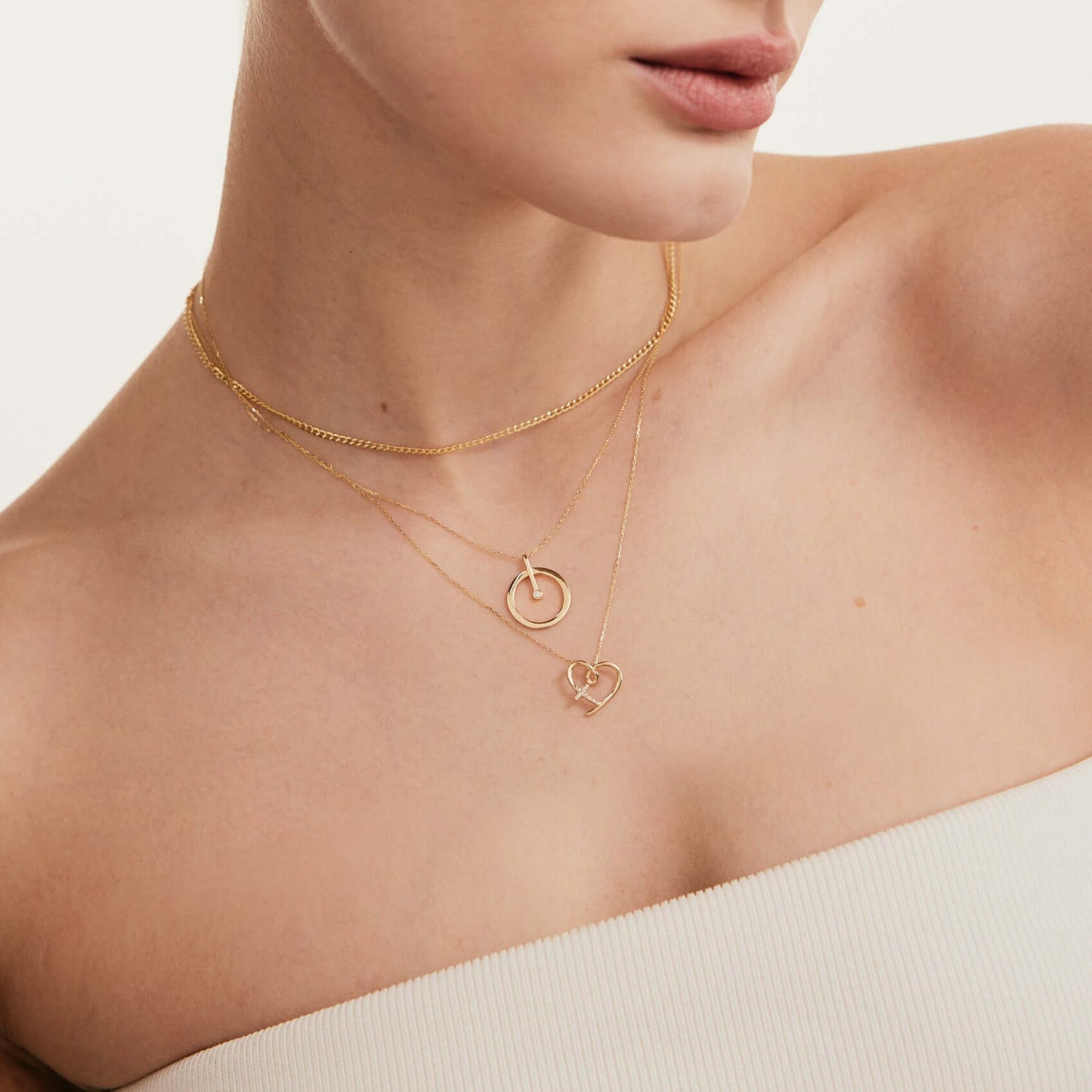 Diamant Herz Kreuz Halskette