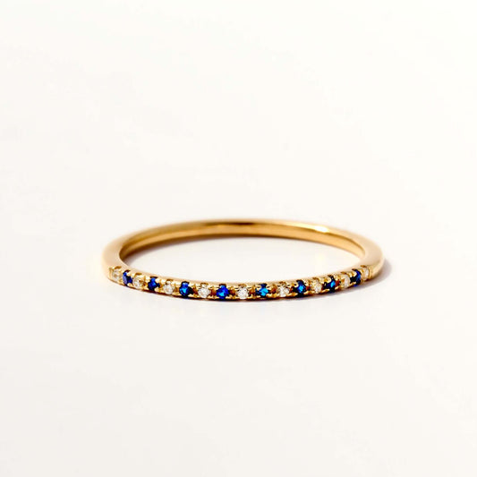 Diamant und Saphir Halb Ewigkeit Ring