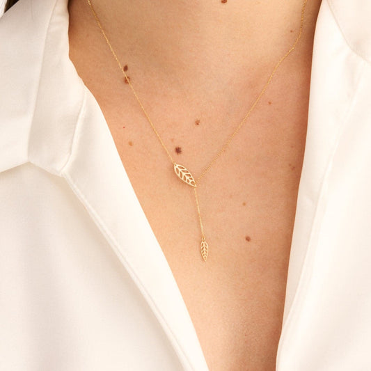 Blatt-Lariat-Halskette