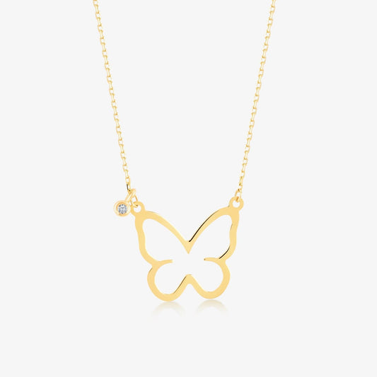 Diamond butterfly necklace made of 585 solid gold