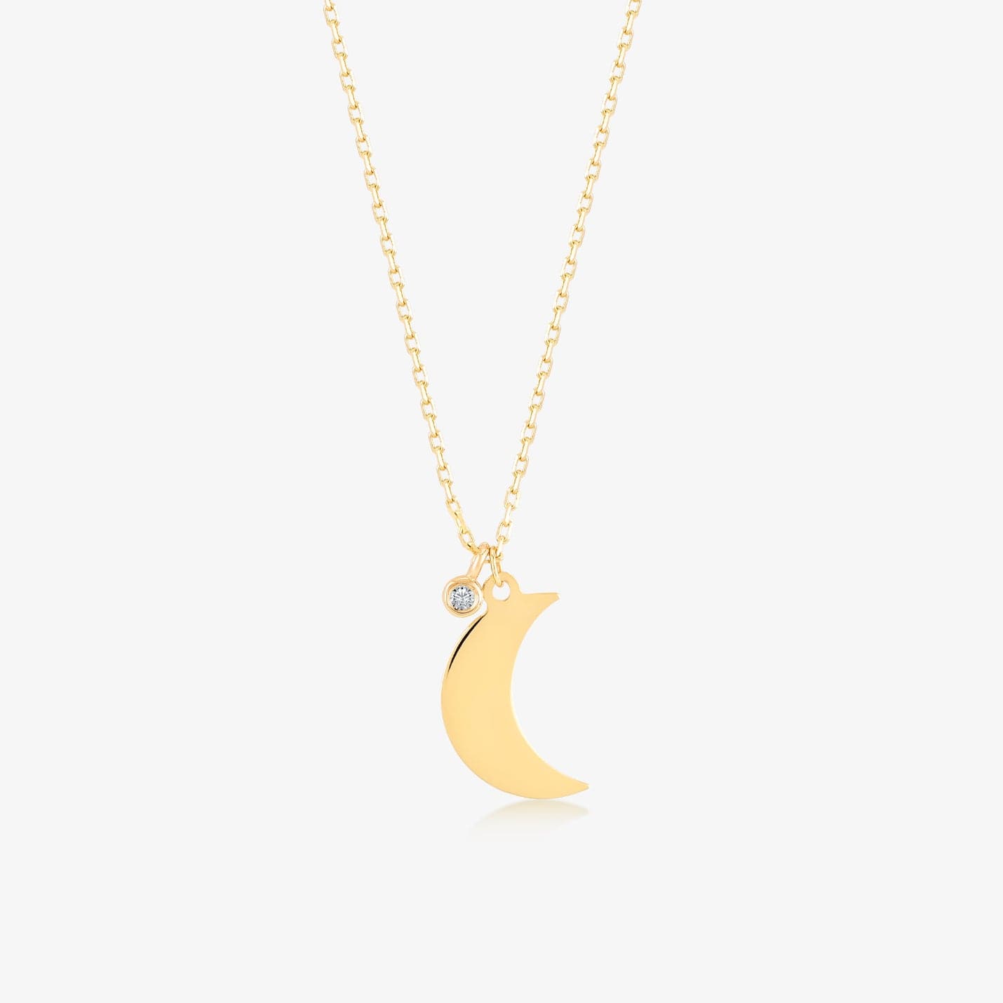 diamond moon necklace made of 585 solid gold