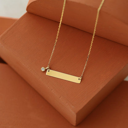 diamond bar necklace made of 585 solid gold