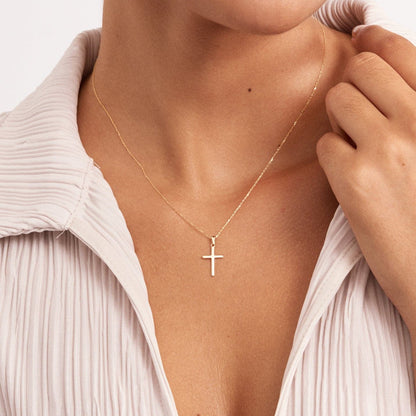 Cross necklace made of 585 solid gold