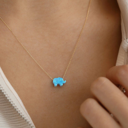 Opal-Elefanten-Halskette