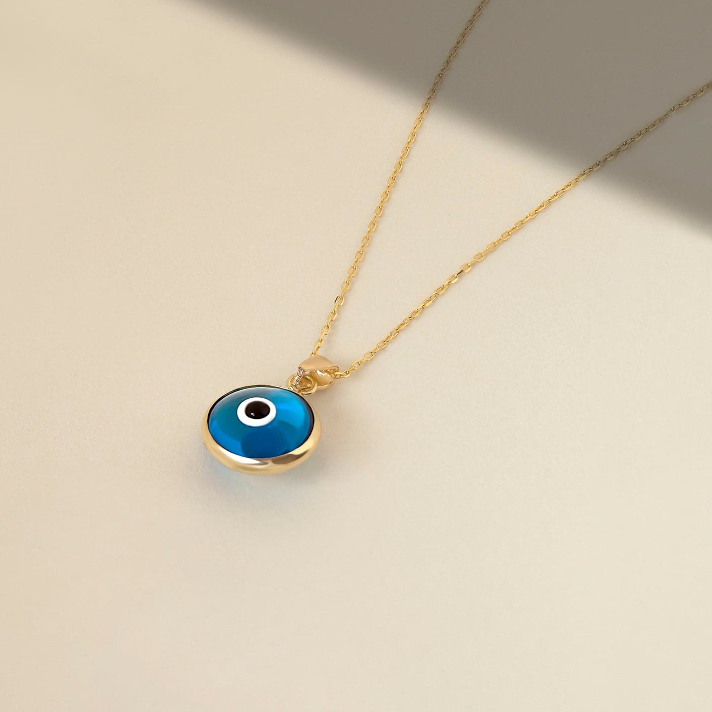 Blue Evil Eye Necklace made of 585 solid gold